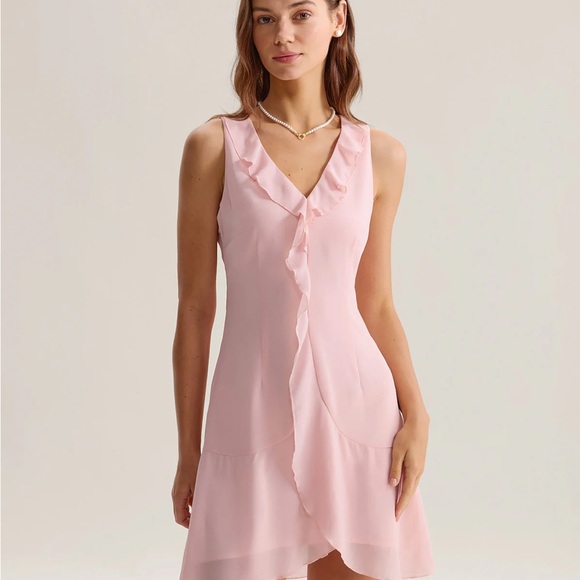 RIHOAS Dresses & Skirts - RIHOAS Pink Ruffle Mini Dress